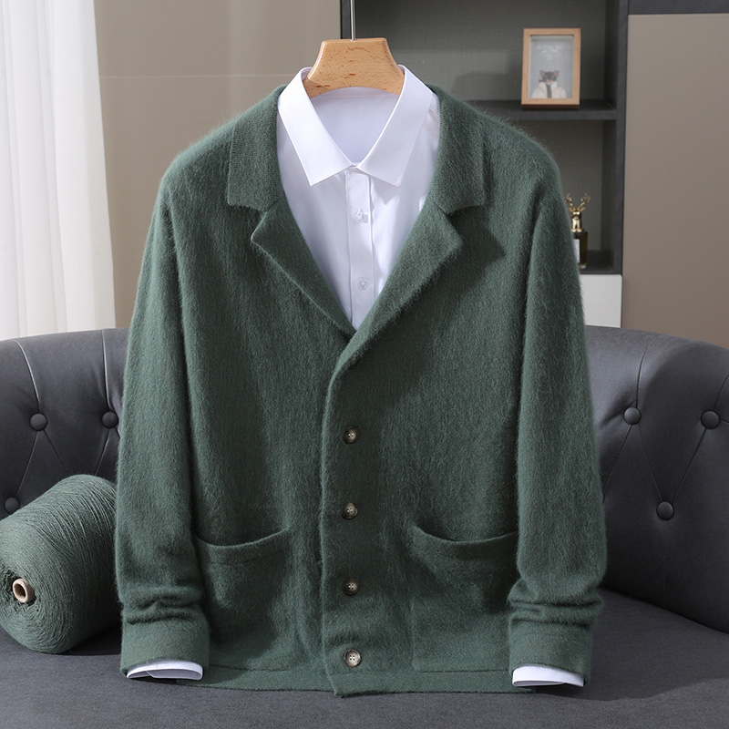 Wool Coat Peacoat - Yeni Vizon Yünü Hırka Erkek Dolgulu