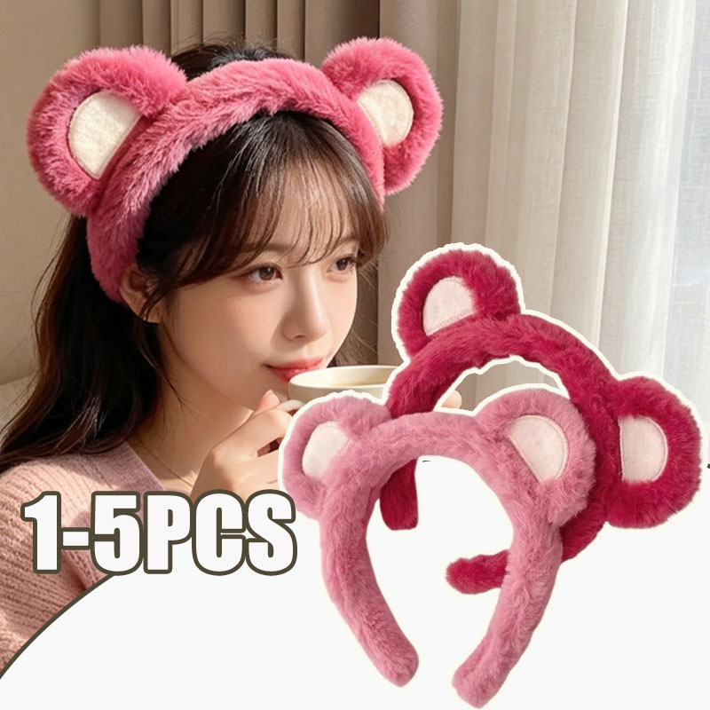 Winter Headband Fleece - 1-5 adet sevimli çilek ayı peluş
